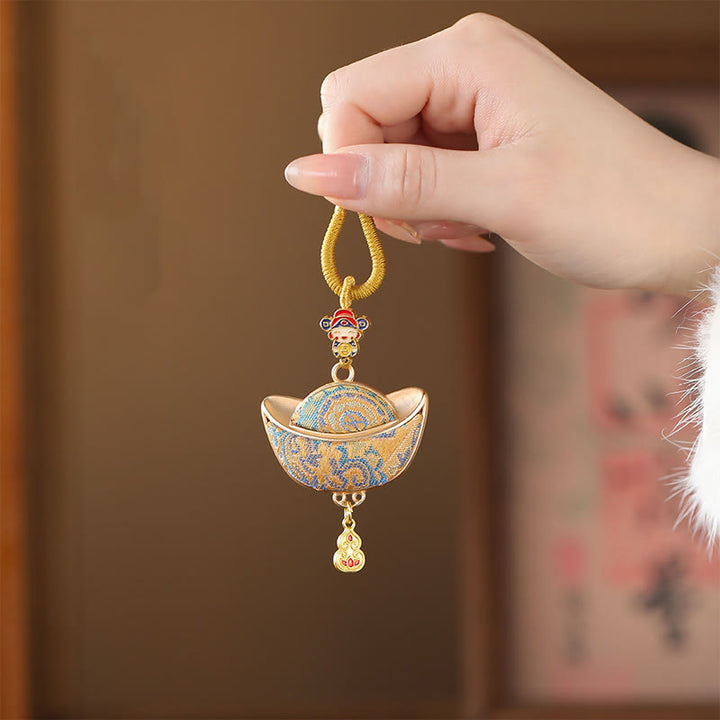 Buddha Stones Chanson Brocart Yuanbao Chance Porte-clés - image 5
