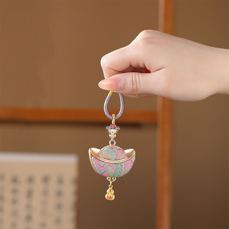 Buddha Stones Chanson Brocart Yuanbao Chance Porte-clés - image 1