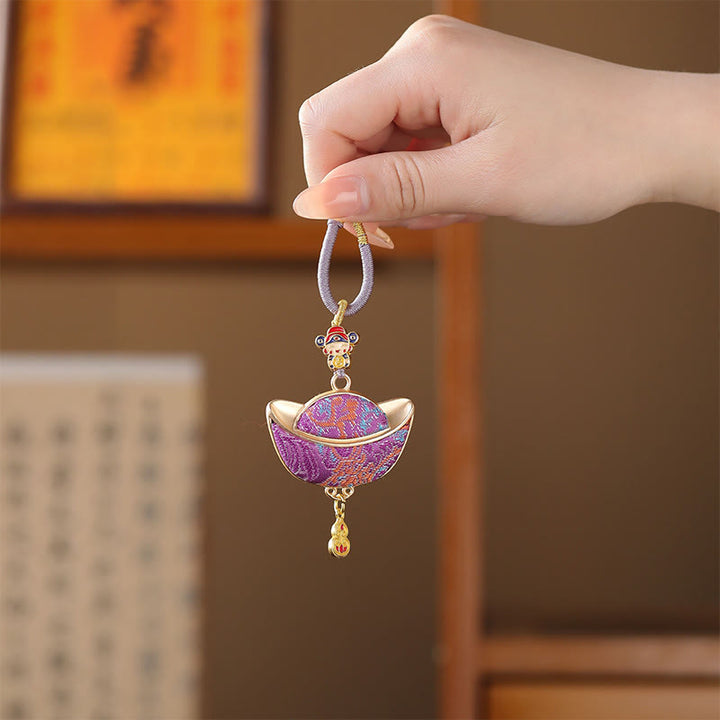 Buddha Stones Chanson Brocart Yuanbao Chance Porte-clés - image 4