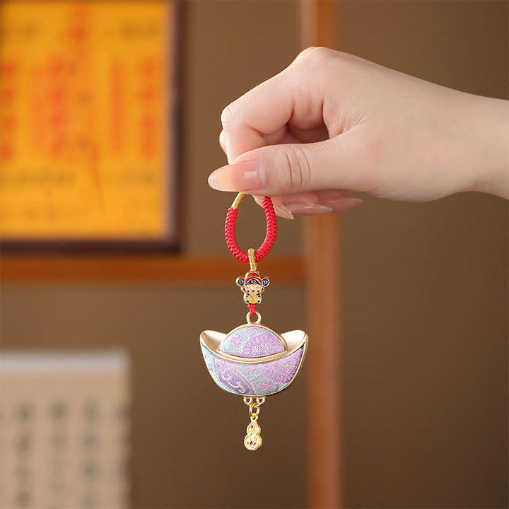 Buddha Stones Chanson Brocart Yuanbao Chance Porte-clés - image 2
