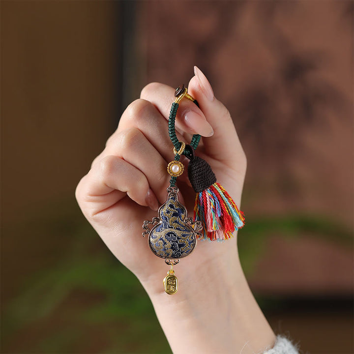 Buddha Stones Porte-clés en brocart Song Gourde Fortune - image 1