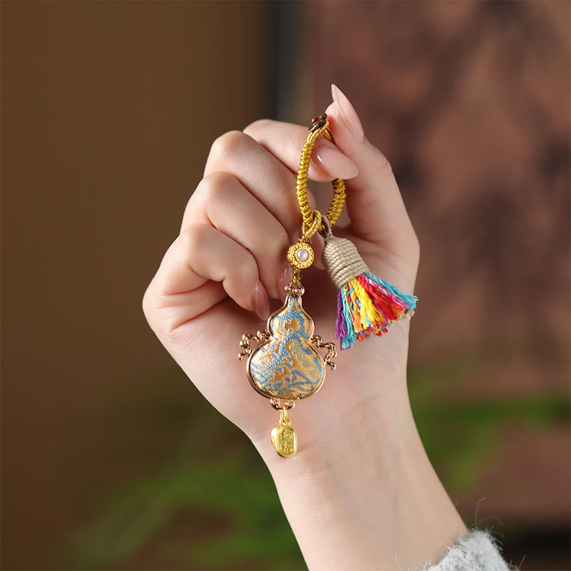 Buddha Stones Porte-clés en brocart Song Gourde Fortune - image 4