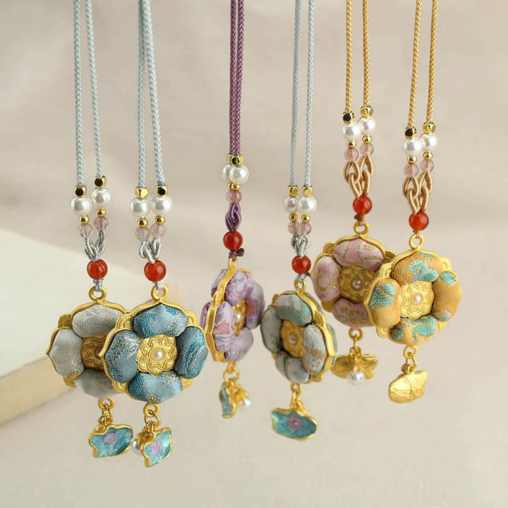 Buddha Stones Collier porte-bonheur en brocart Song à quatre feuilles et trèfle à quatre feuilles - image 20