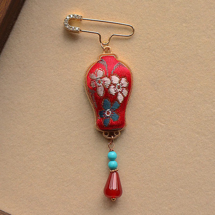 Buddha Stones Broche élégante en brocart Song, motif vase et motif broche - image 1