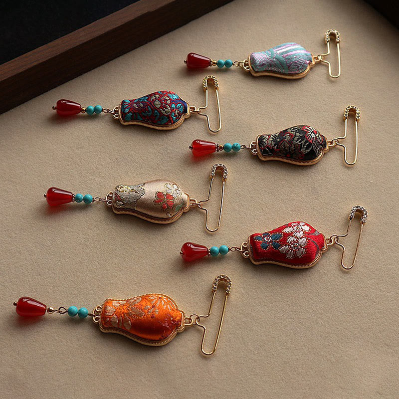 Buddha Stones Broche élégante en brocart Song, motif vase et motif broche - image 11