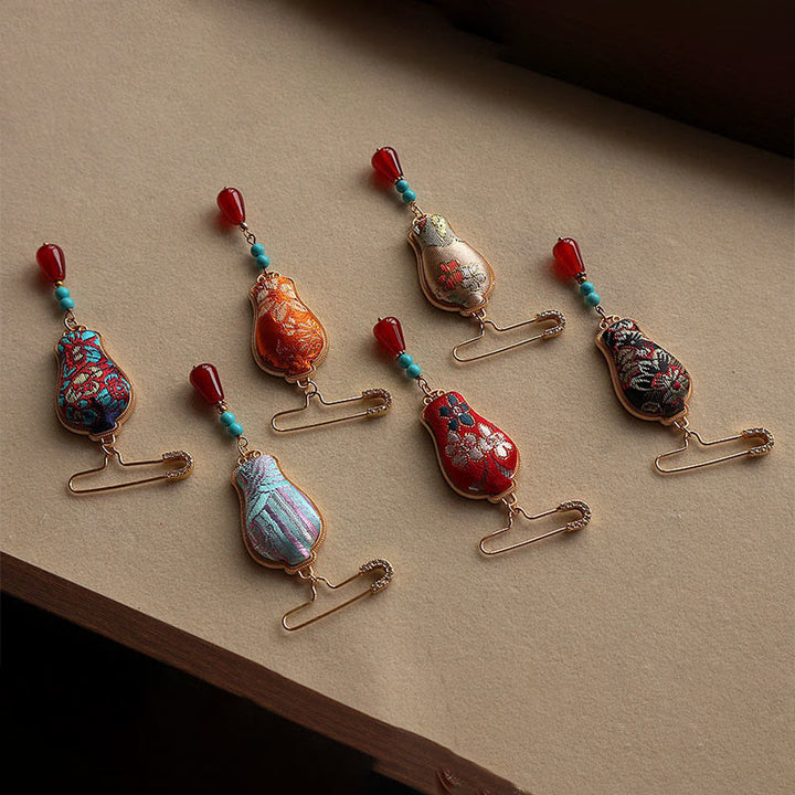 Buddha Stones Broche élégante en brocart Song, motif vase et motif broche - image 12