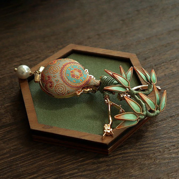 Buddha Stones Broche équilibrée Song Brocart Feuilles de Bambou Vase Design Broche Équilibre - image 4