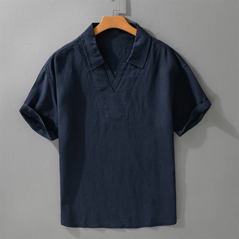 Buddha Stones Chemises d'été minimalistes et décontractées pour hommes - Bleu nuit - US/UK/AU46，EU56 (5XL) - image 5