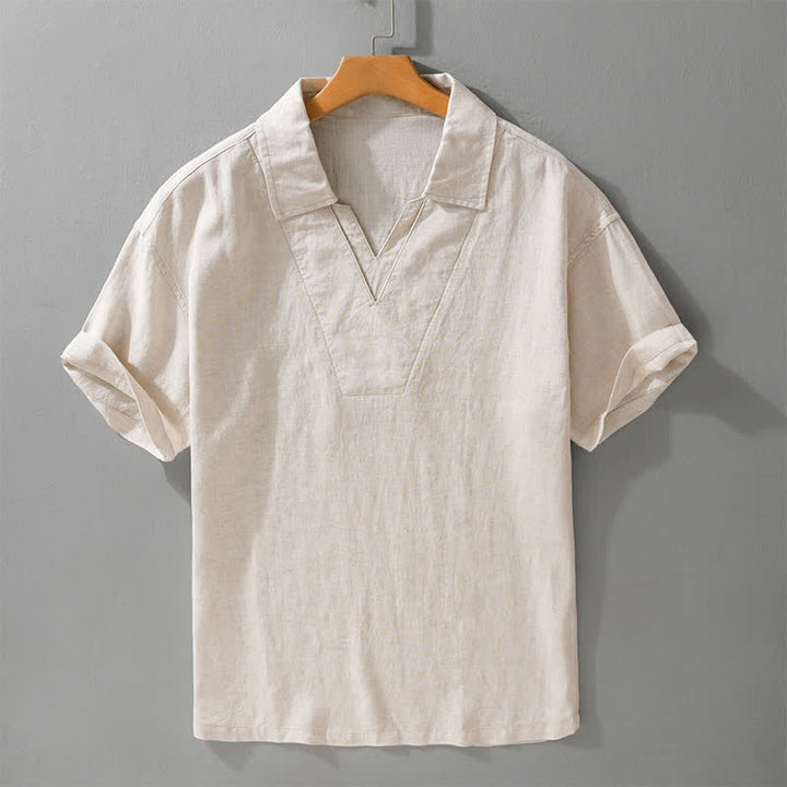 Buddha Stones Chemises d'été minimalistes et décontractées pour hommes - Lin - US/UK/AU46，EU56 (5XL) - image 0