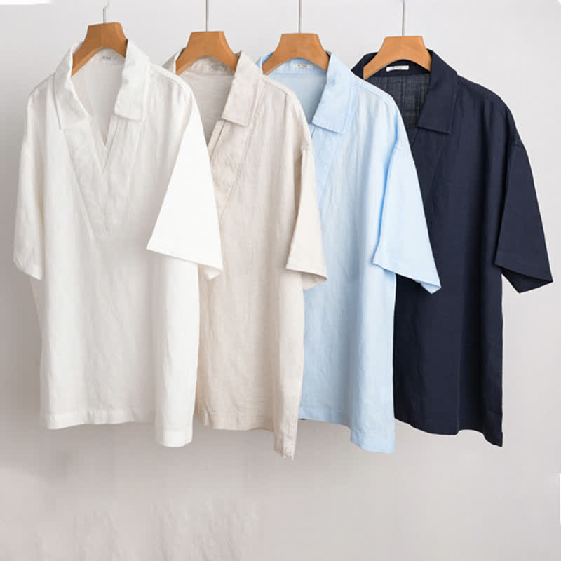 Buddha Stones Chemises d'été minimalistes et décontractées pour hommes - image 13