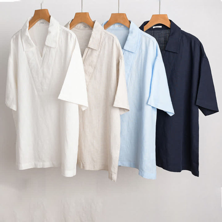Buddha Stones Chemises d'été minimalistes et décontractées pour hommes - image 13