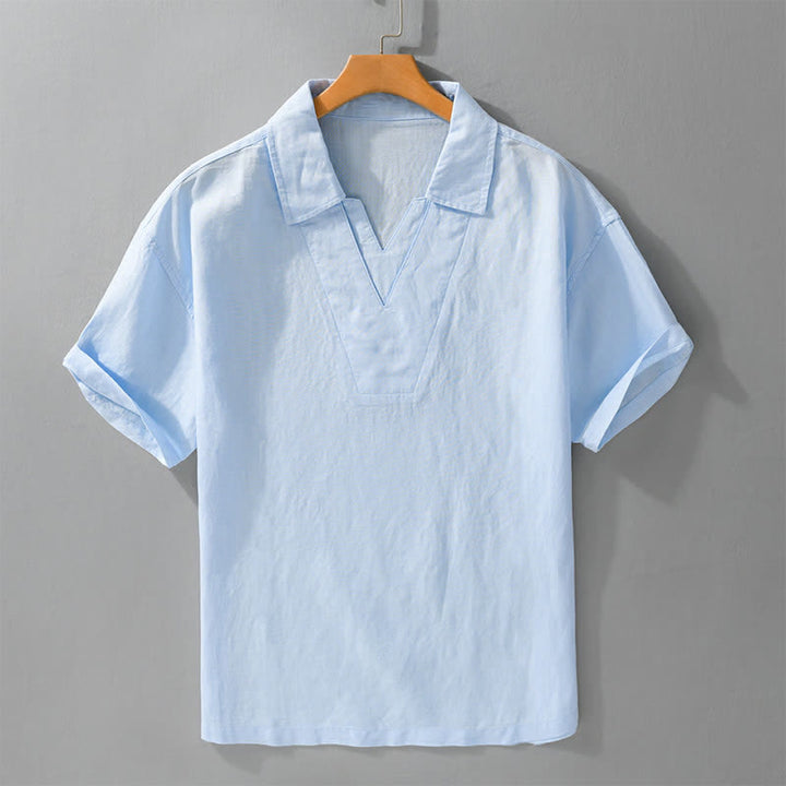 Buddha Stones Chemises d'été minimalistes et décontractées pour hommes - Bleu clair - US/UK/AU46，EU56 (5XL) - image 3
