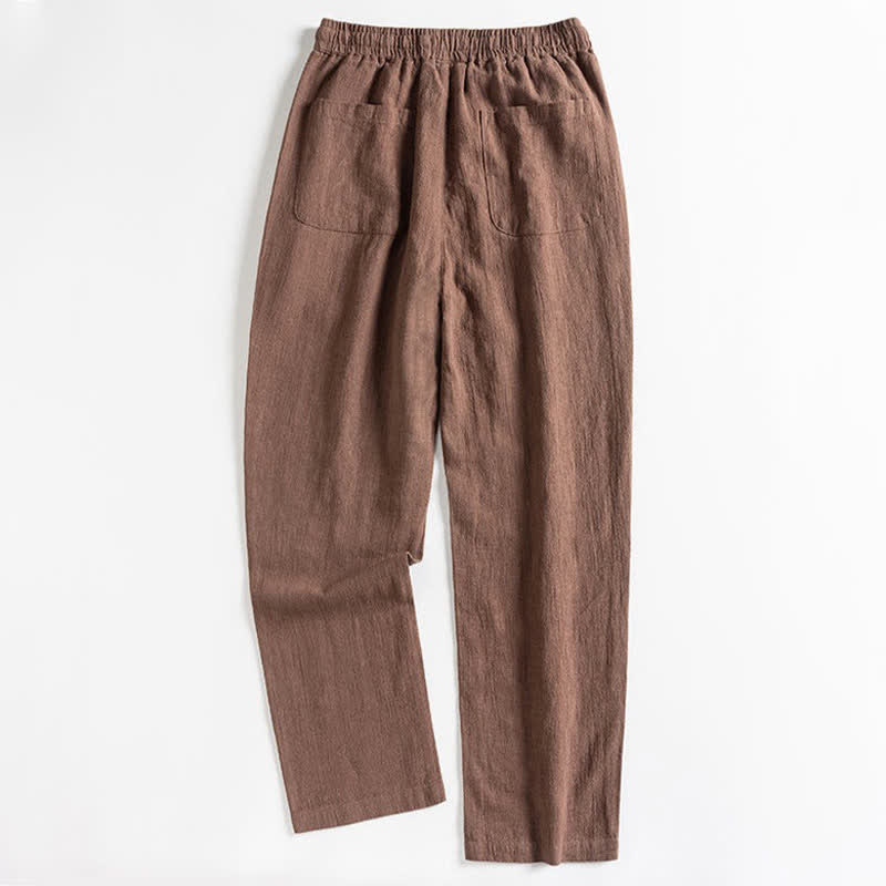Buddha Stones Pantalon fuselé minimaliste décontracté de printemps pour homme, avec cordon de serrage et poches - image 1