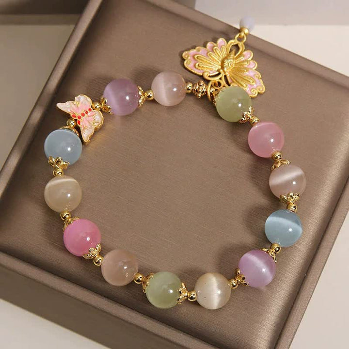 Buddha Stones Bracelet à perles multicolores œil de chat papillon amour - image 8