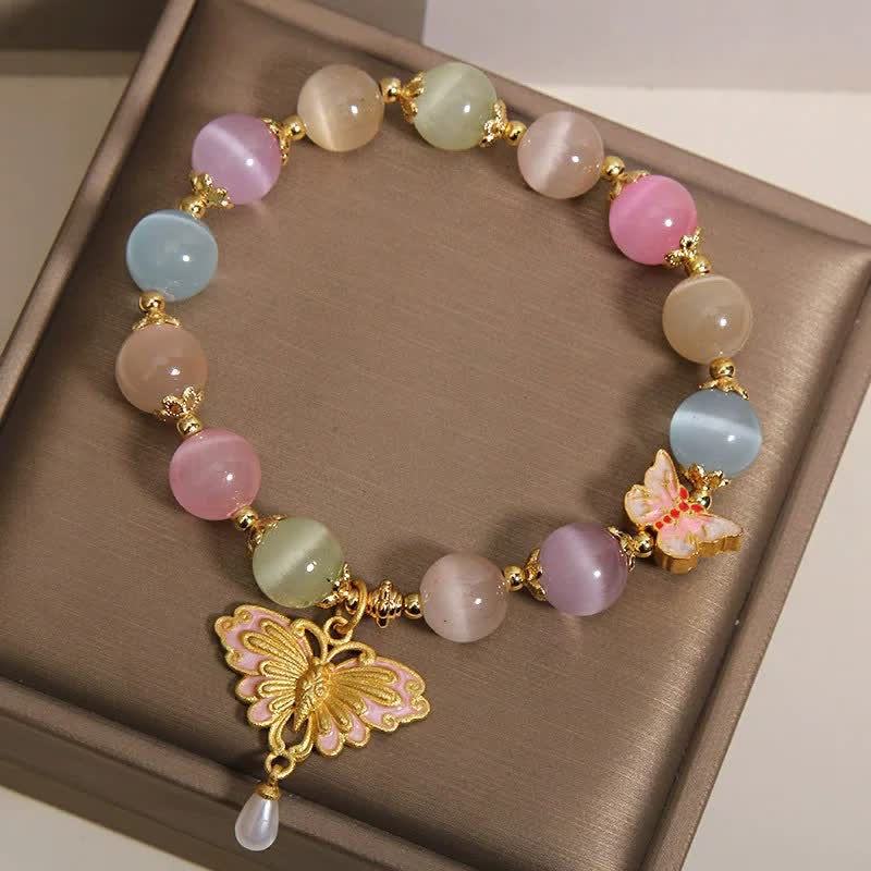 Buddha Stones Bracelet à perles multicolores œil de chat papillon amour - image 7