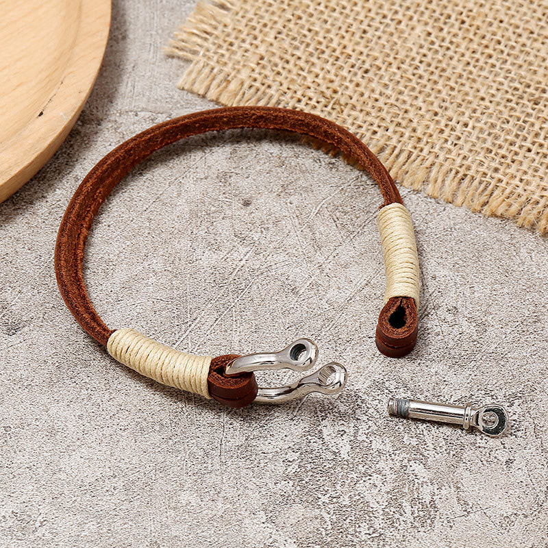 Buddha Stones Bracelet d'équilibre à double enroulement de fil de cuir avec anse - image 3