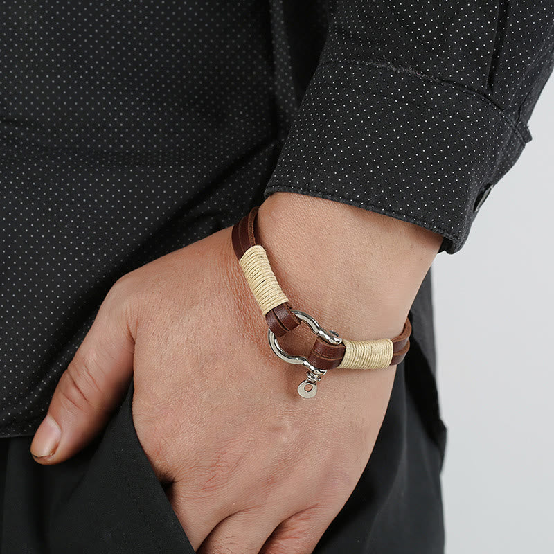 Buddha Stones Bracelet d'équilibre à double enroulement de fil de cuir avec anse - image 6