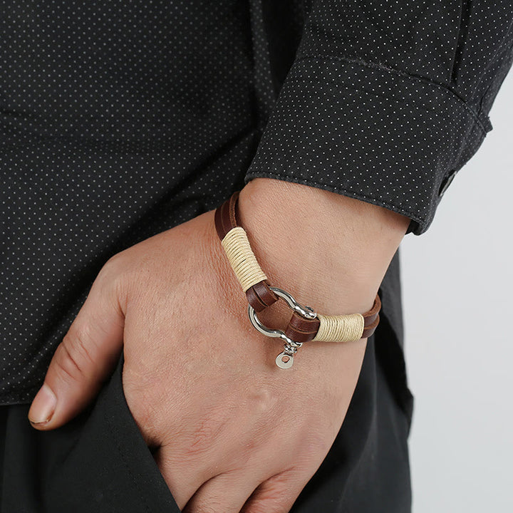 Buddha Stones Bracelet d'équilibre à double enroulement de fil de cuir avec anse - image 6