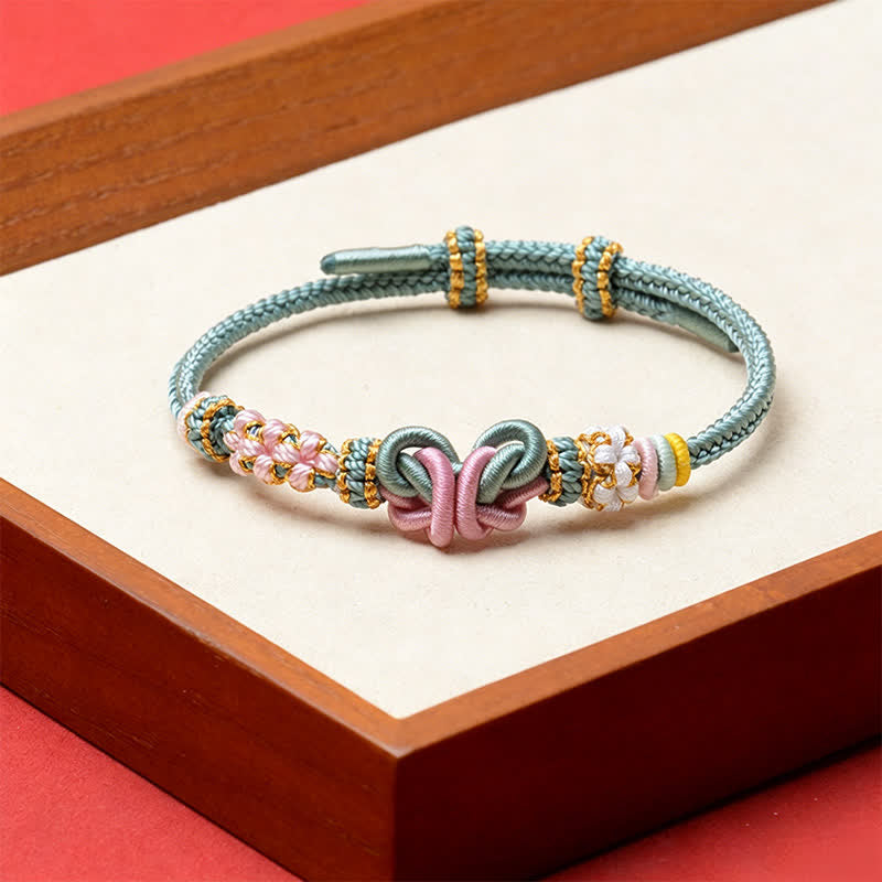 Buddha Stones Bracelet papillon porte-bonheur tissé à la main, ajustable - Turquoise moyen - Fil rouge (Protection ♥ Chance) - image 4