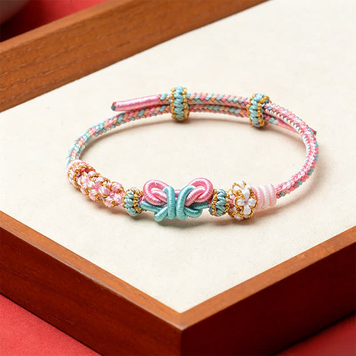 Buddha Stones Bracelet papillon porte-bonheur tissé à la main, ajustable - Rose - Fil rouge (Protection ♥ Chance) - image 2