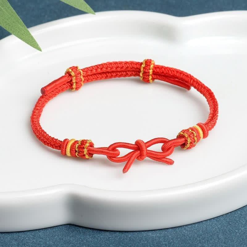 Buddha Stones Bracelet papillon porte-bonheur tissé à la main en cordon tressé ajustable - Rouge - Fil rouge (Protection ♥ Chance) - image 0