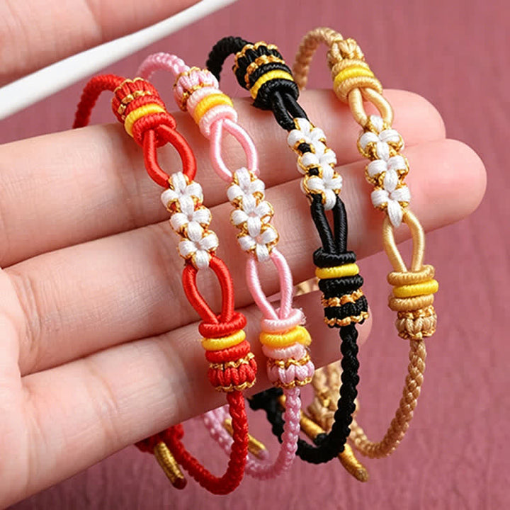 Buddha Stones Bracelet porte-bonheur fait main avec nœud de fleur de pêcher et cordon ajustable - image 9