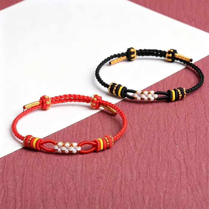 Buddha Stones Bracelet porte-bonheur fait main avec nœud de fleur de pêcher et cordon ajustable - image 7