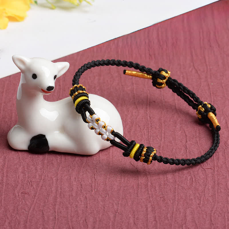 Buddha Stones Bracelet porte-bonheur fait main avec nœud de fleur de pêcher et cordon ajustable - image 5