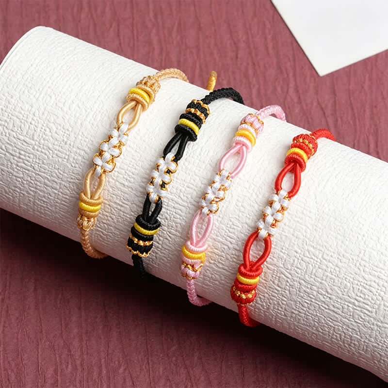 Buddha Stones Bracelet porte-bonheur fait main avec nœud de fleur de pêcher et cordon ajustable - image 8