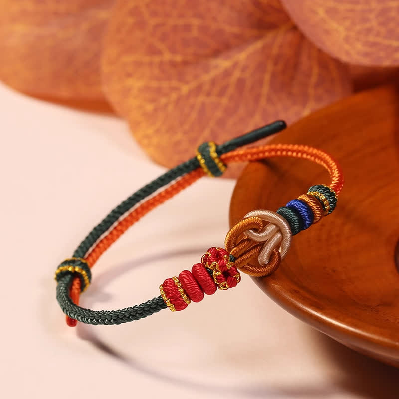 Buddha Stones Bracelet en cordon multicolore « Univers prospère » tissé à la main, symbole de prospérité. - Rouge - Fil rouge (Protection ♥ Chance) - image 0