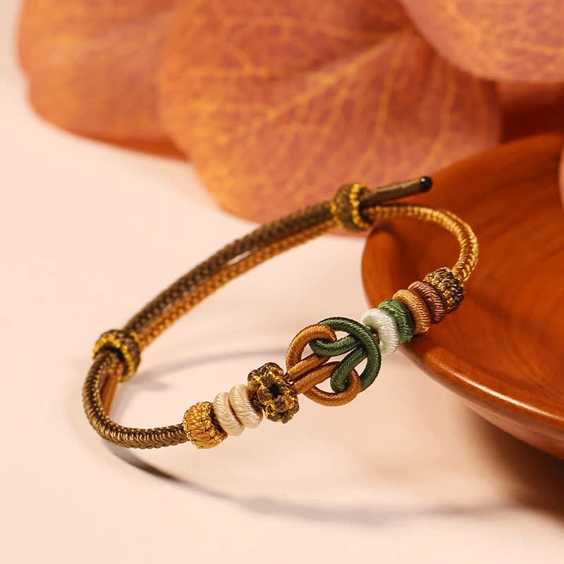 Buddha Stones Bracelet en cordon multicolore « Univers prospère » tissé à la main, symbole de prospérité. - verge d'or - Fil rouge (Protection ♥ Chance) - image 1