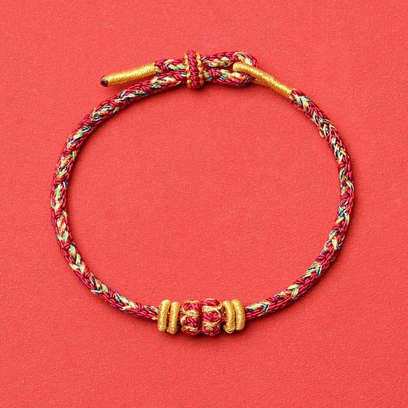 Buddha Stones Bracelet de protection en fil rouge tissé à la main, motif carpe koï et fleur - Bordeaux - Aucun accessoire - image 19
