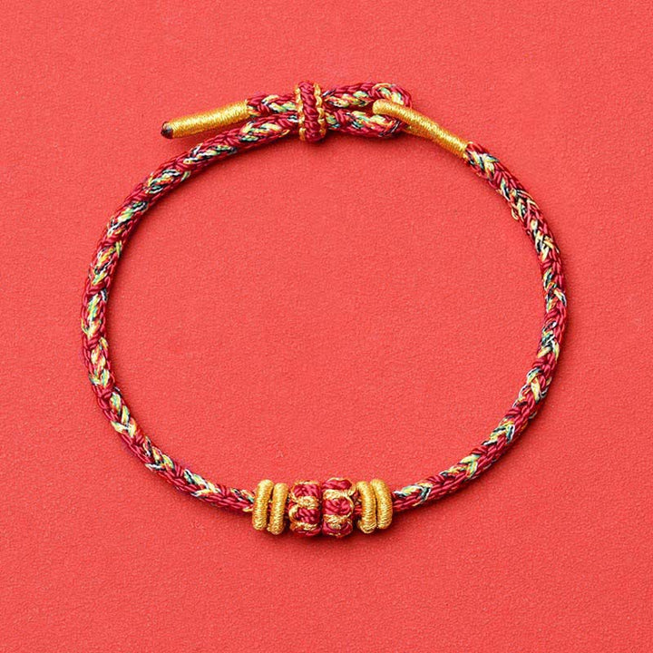 Buddha Stones Bracelet de protection en fil rouge tissé à la main, motif carpe koï et fleur - Bordeaux - Aucun accessoire - image 19