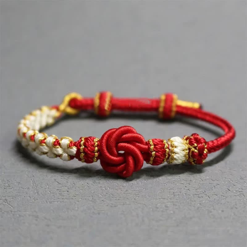 Buddha Stones Bracelet de confiance en corde tressée mandala - Rouge - Aucun accessoire - image 7