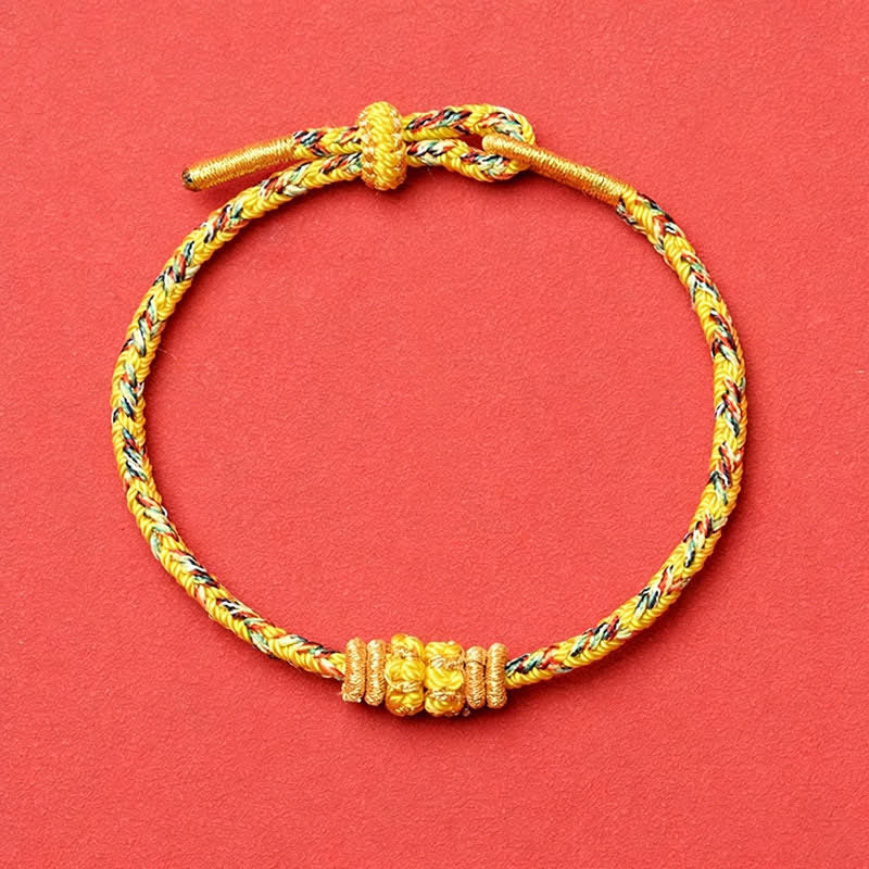 Buddha Stones Bracelet d'enracinement en corde tressée jaune - Jaune - Aucun accessoire - image 6