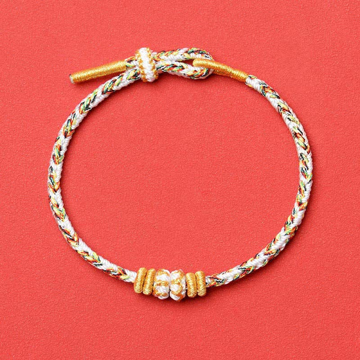 Buddha Stones Bracelet de la connaissance en corde tressée blanche et fleur - Blanc - Aucun accessoire - image 5