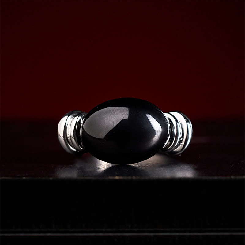 Buddha Stones Bague ajustable de soutien en hématite à motif ovale - image 4