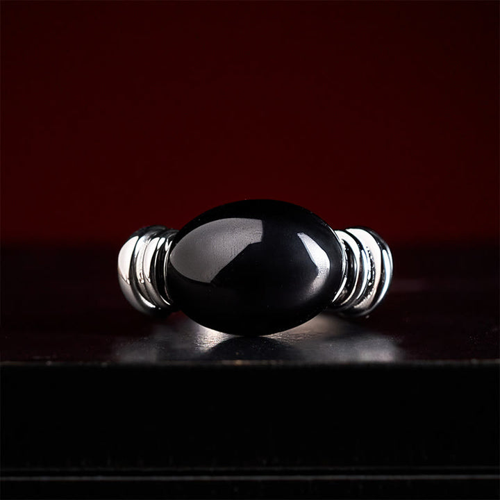 Buddha Stones Bague ajustable de soutien en hématite à motif ovale - image 4