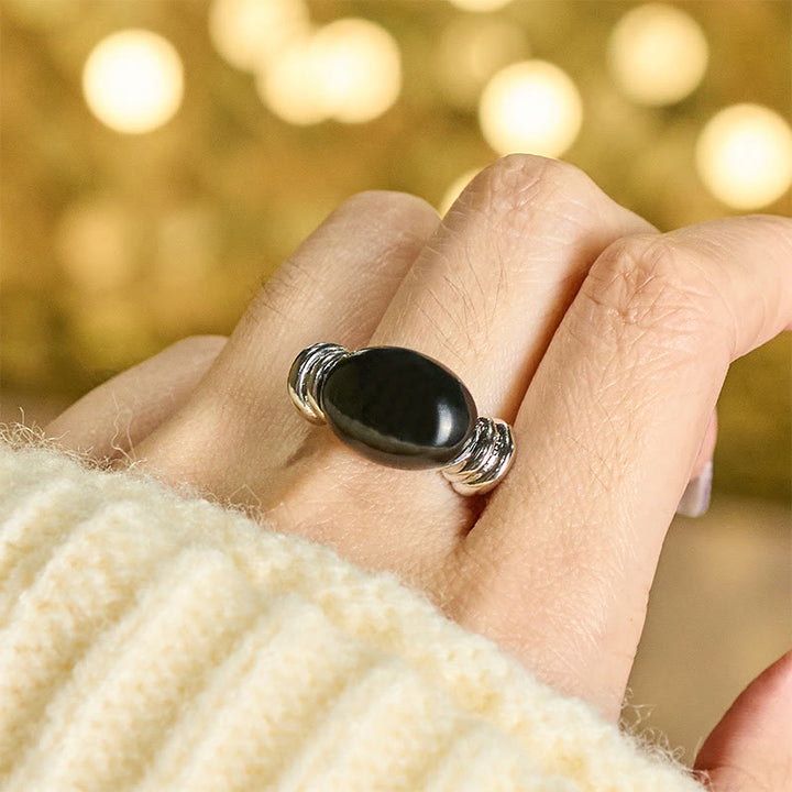 Buddha Stones Bague ajustable de soutien en hématite à motif ovale - image 5