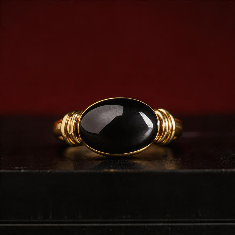 Buddha Stones Bague ajustable de soutien en hématite à motif ovale - image 12