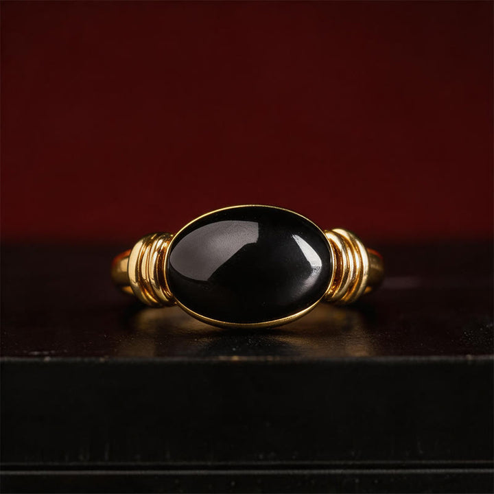 Buddha Stones Bague ajustable de soutien en hématite à motif ovale - image 12