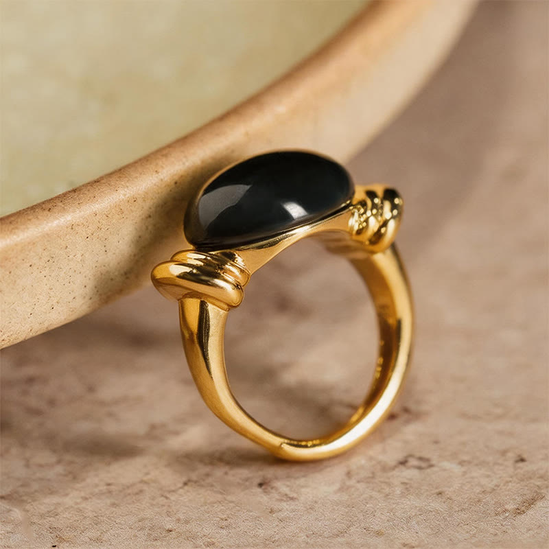 Buddha Stones Bague ajustable de soutien en hématite à motif ovale - image 10