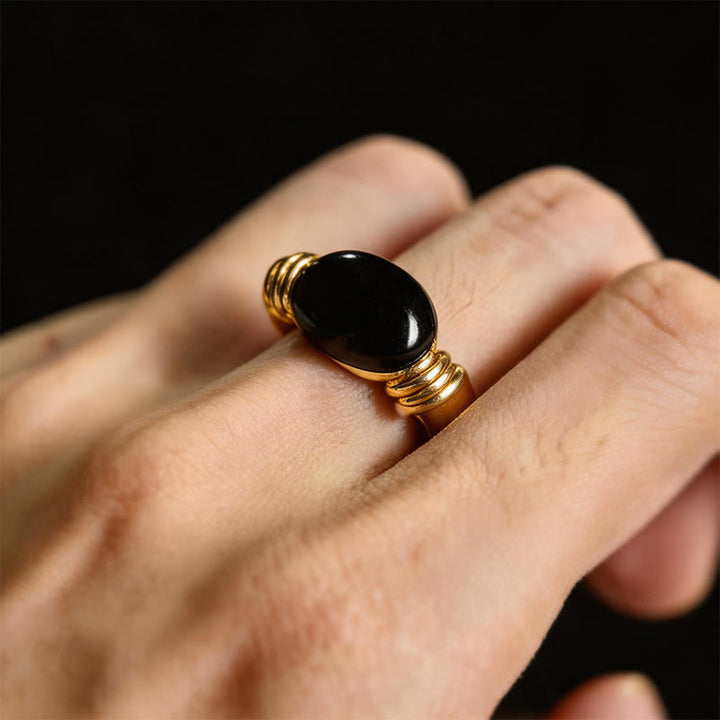 Buddha Stones Bague ajustable de soutien en hématite à motif ovale - image 15