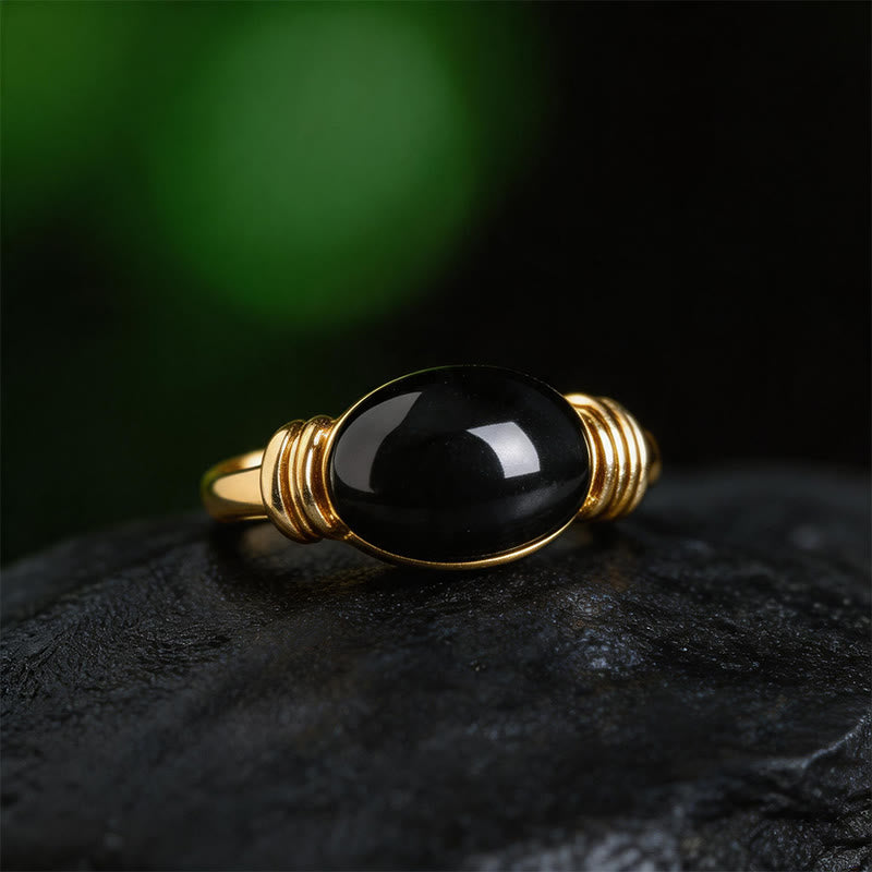 Buddha Stones Bague ajustable de soutien en hématite à motif ovale - image 11