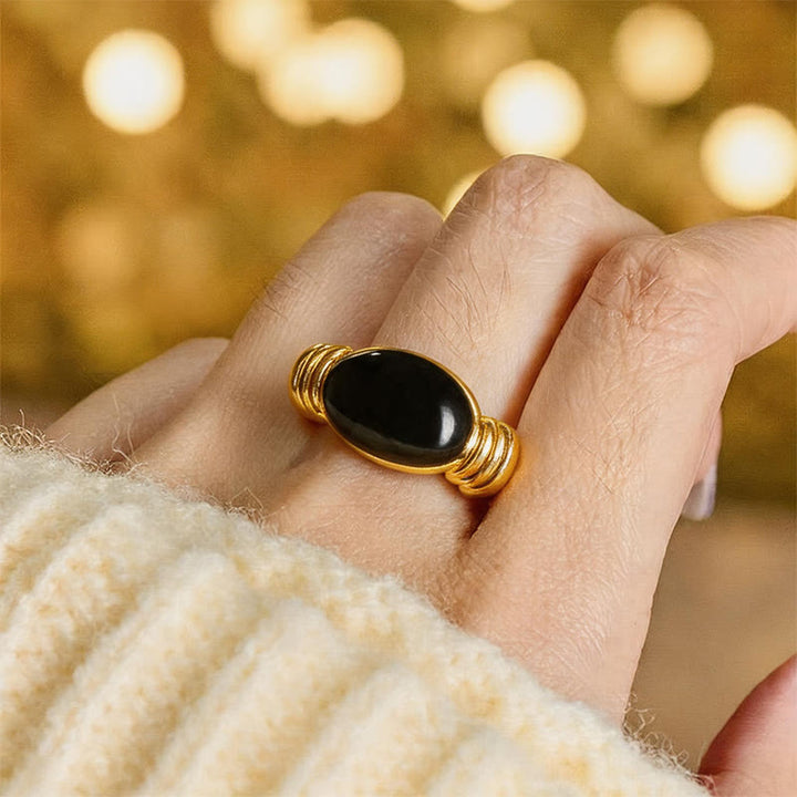 Buddha Stones Bague ajustable de soutien en hématite à motif ovale - image 13