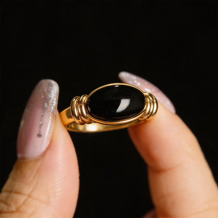 Buddha Stones Bague ajustable de soutien en hématite à motif ovale - image 14