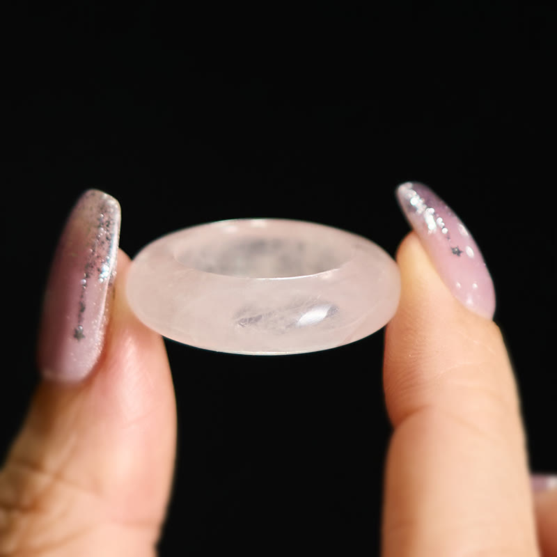 Buddha Stones Bague de guérison énergétique en quartz rose naturel - image 5