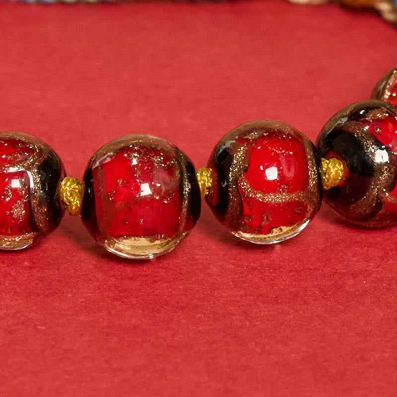 Buddha Stones Bracelet en perles de verre Liuli tibétain, orné des cinq directions, des dieux de la richesse et de la bénédiction du Bouddha. - image 12