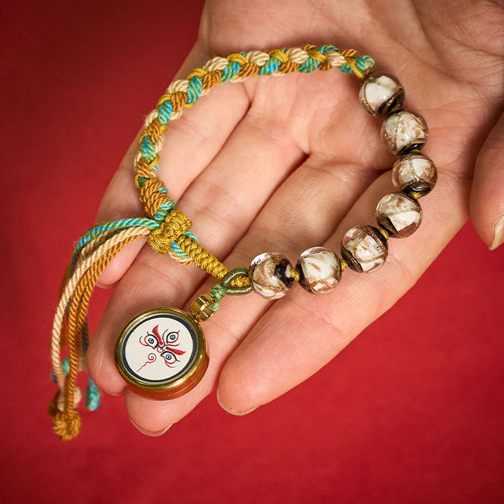 Buddha Stones Bracelet en perles de verre Liuli tibétain, orné des cinq directions, des dieux de la richesse et de la bénédiction du Bouddha. - image 22