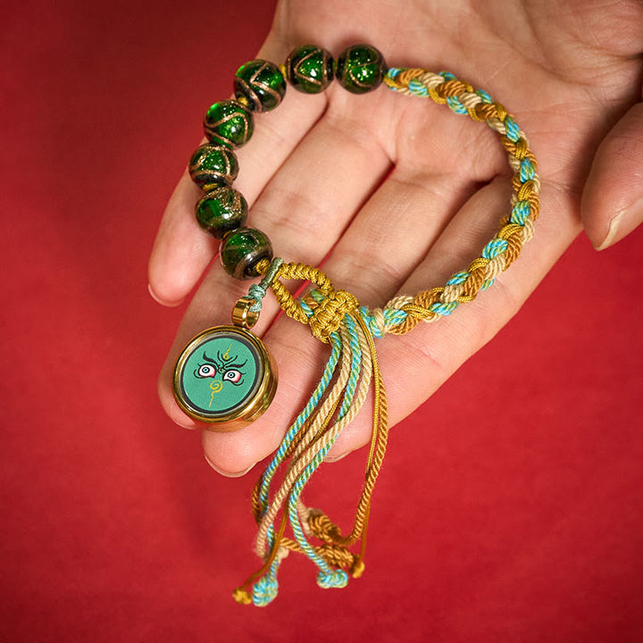 Buddha Stones Bracelet en perles de verre Liuli tibétain, orné des cinq directions, des dieux de la richesse et de la bénédiction du Bouddha. - image 28